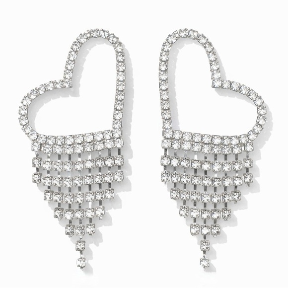 Anthropologie Jewelry - ⚜️ Chic Trendy Silver Heart Dangle Earrings